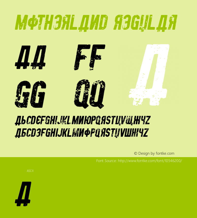 Motherland Regular Unknown Font Sample