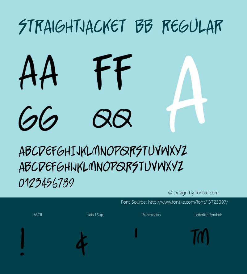 StraightJacket BB Regular Version 1.000 Font Sample