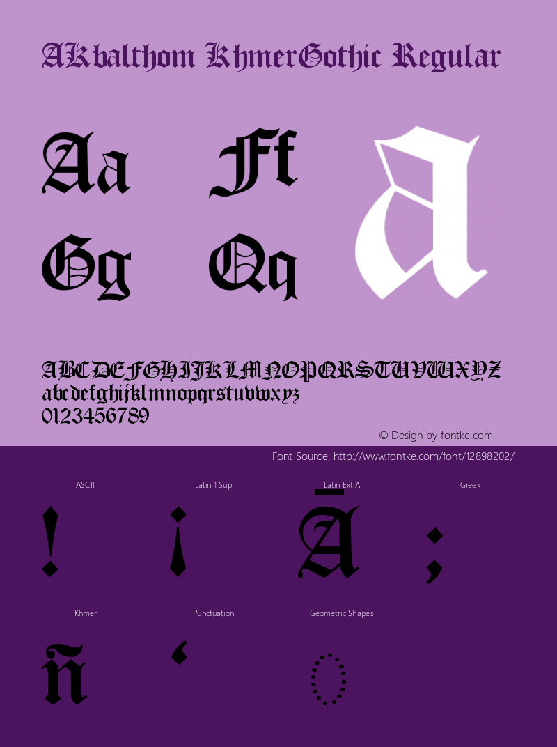 AKbalthom KhmerGothic Regular Version 1.30 February 19, 2014 Font Sample