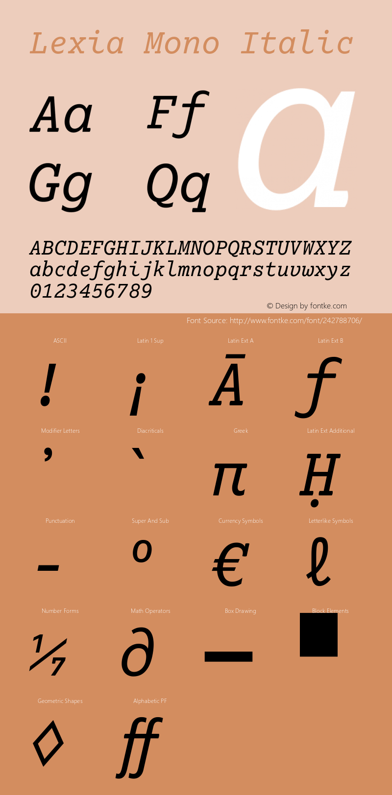 Lexia Mono Italic Version 2.005图片样张
