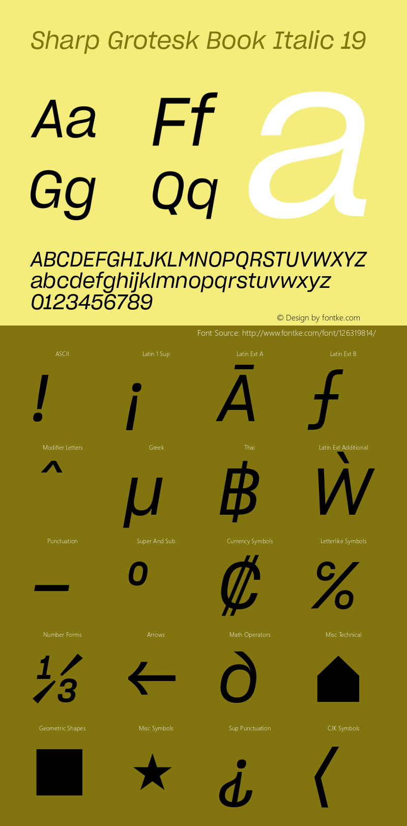 Sharp Grotesk Book Italic 19 Version 1.003 Font Sample