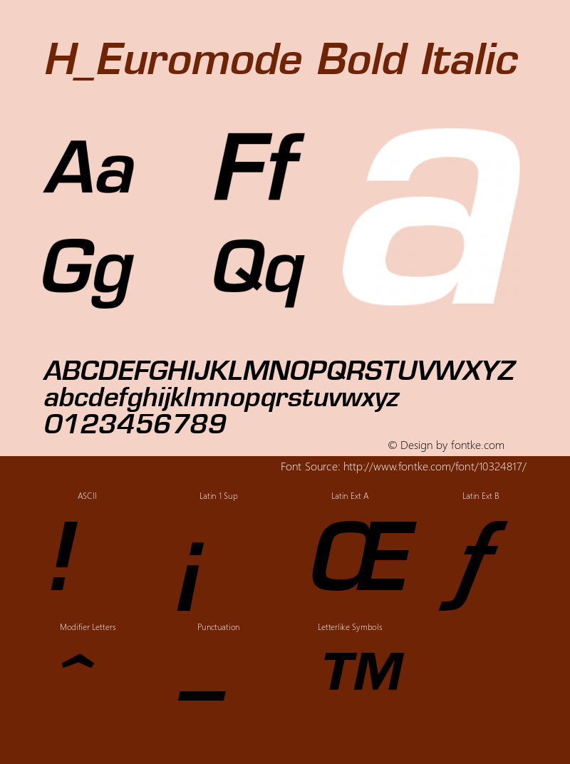 H_Euromode Bold Italic 1000 Font Sample