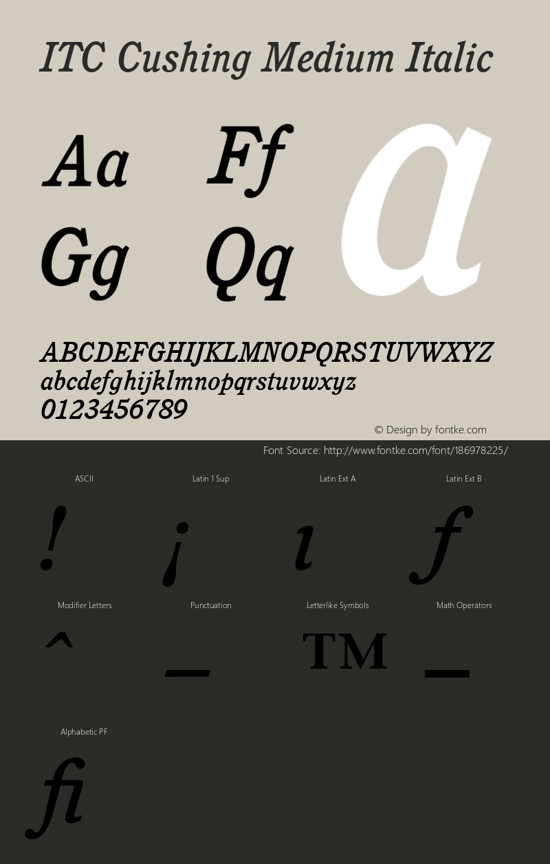 ITC Cushing Medium Italic 001.000图片样张