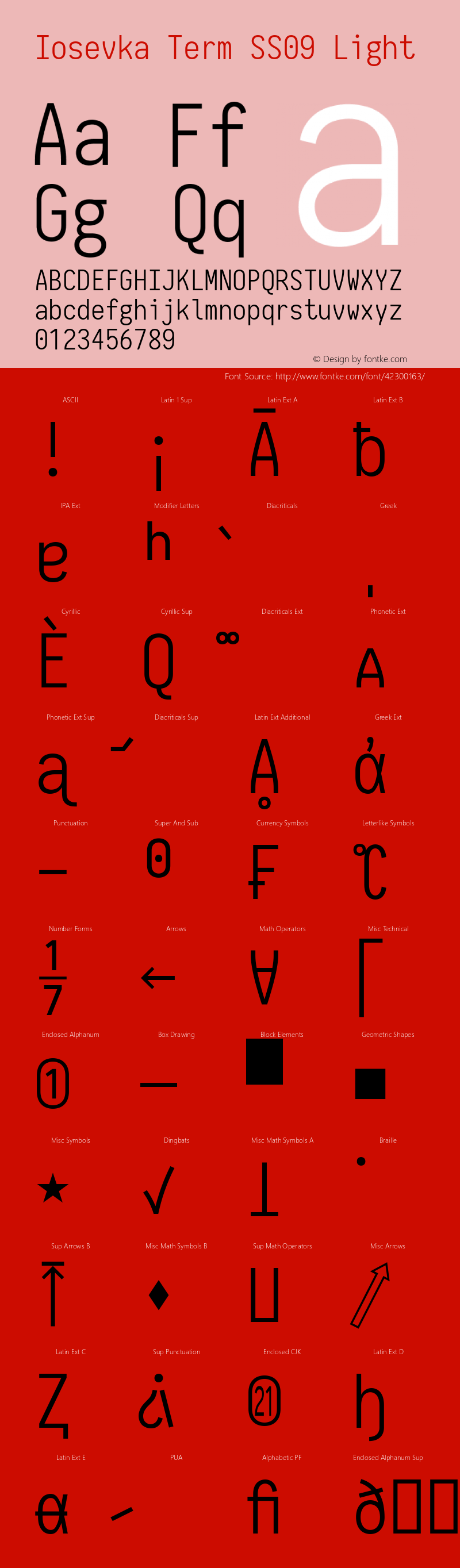 Iosevka Term SS09 Light 2.3.2; ttfautohint (v1.8.3) Font Sample