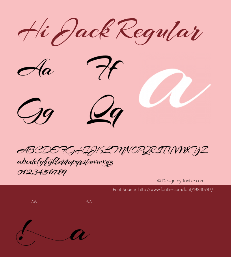 Hi Jack Version 1.000 Font Sample