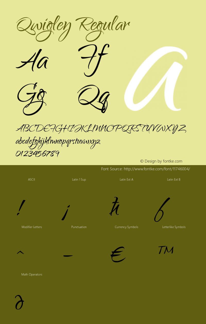 Qwigley Regular Version 1.003 Font Sample