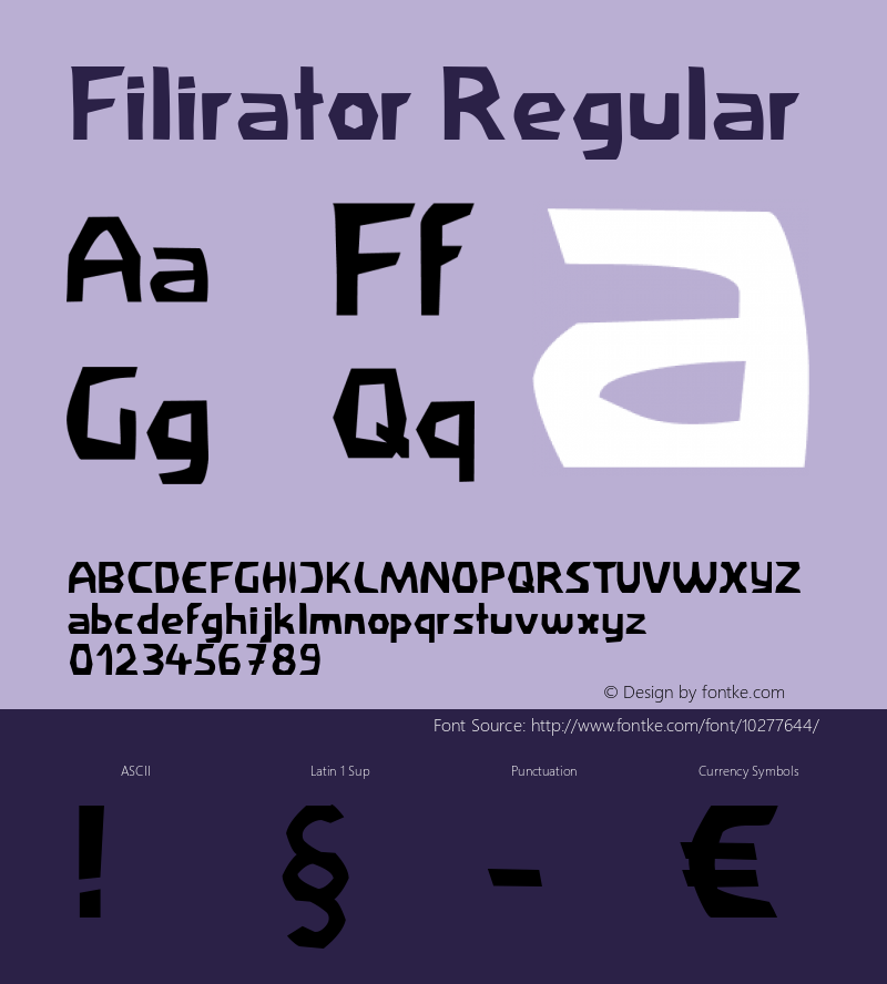 Filirator Regular Unknown Font Sample