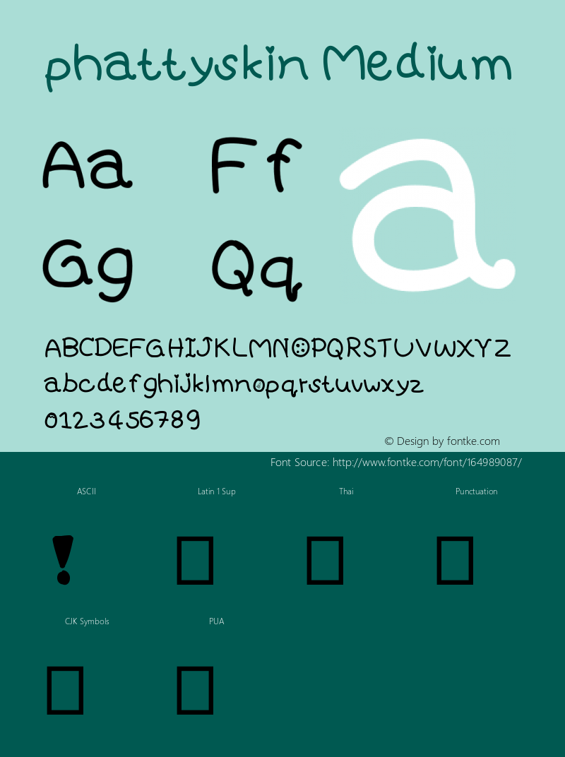 phattyskin Version 001.000 Font Sample