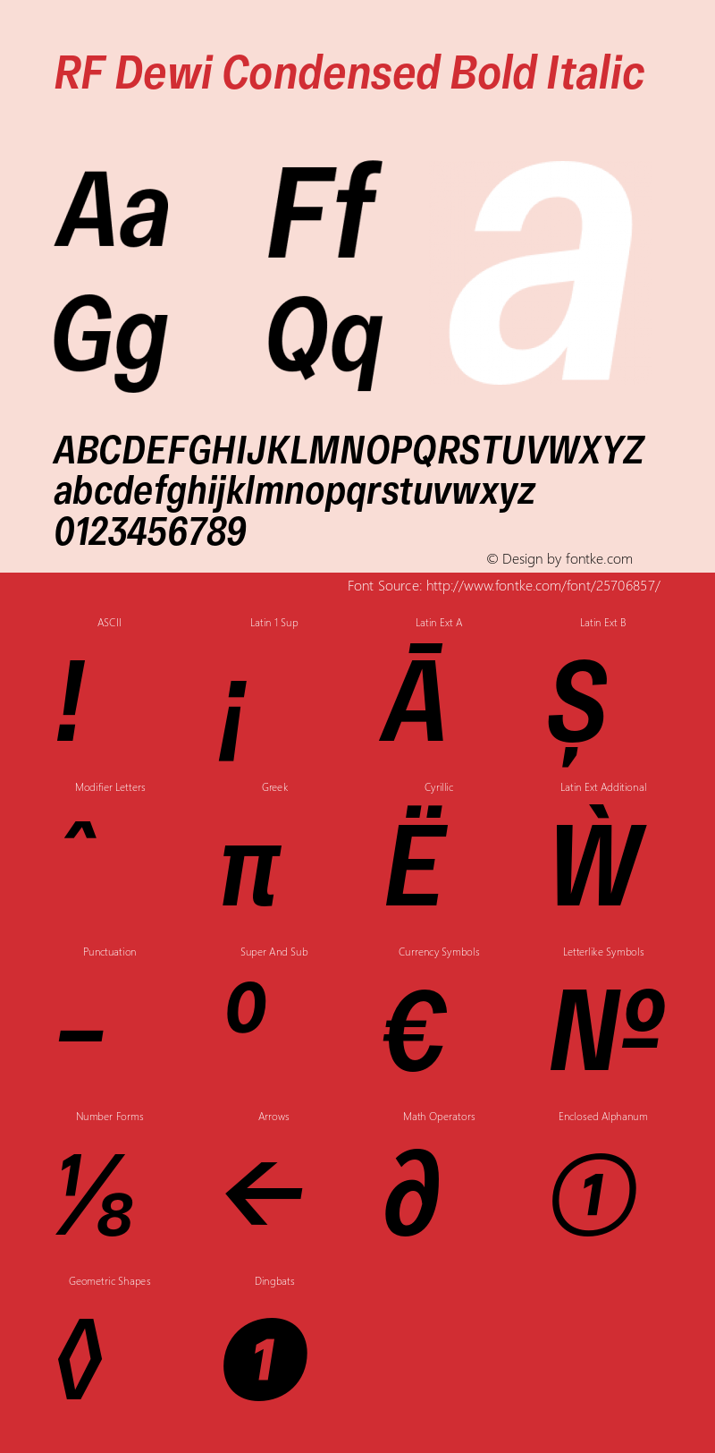 RF Dewi Condensed Bold Italic Version 1.000;PS 001.000;hotconv 1.0.88;makeotf.lib2.5.64775 Font Sample