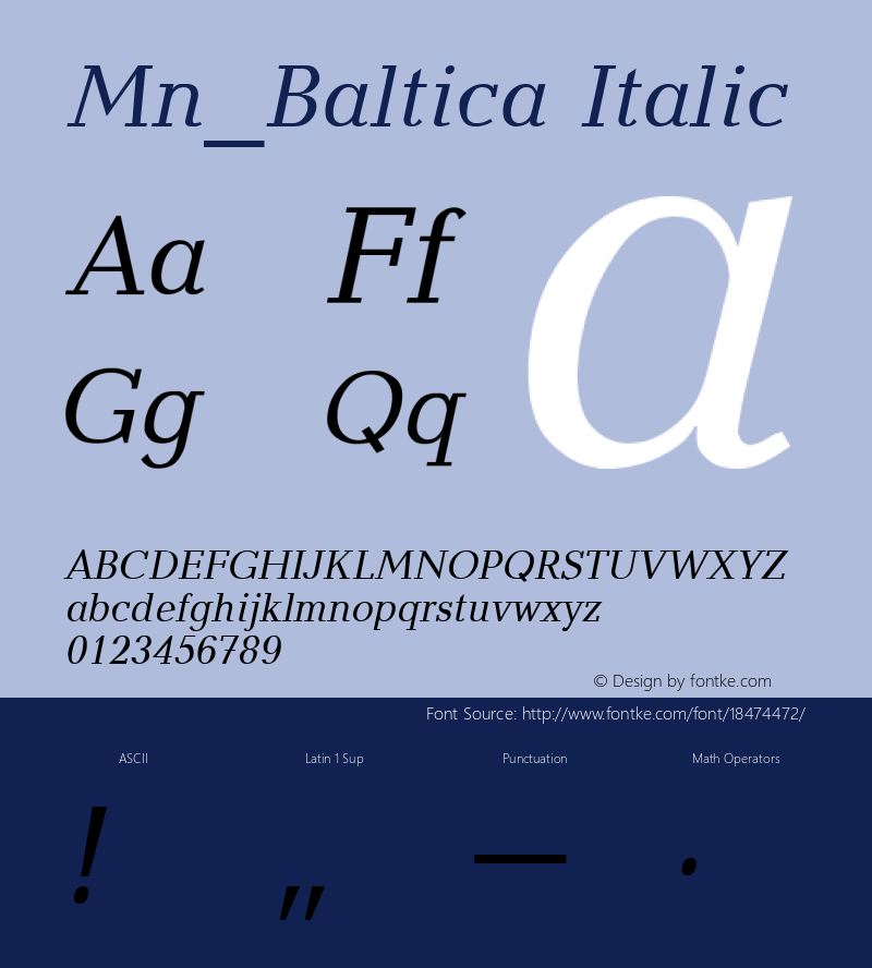 Mn_Baltica Italic 31 December 1996 Font Sample