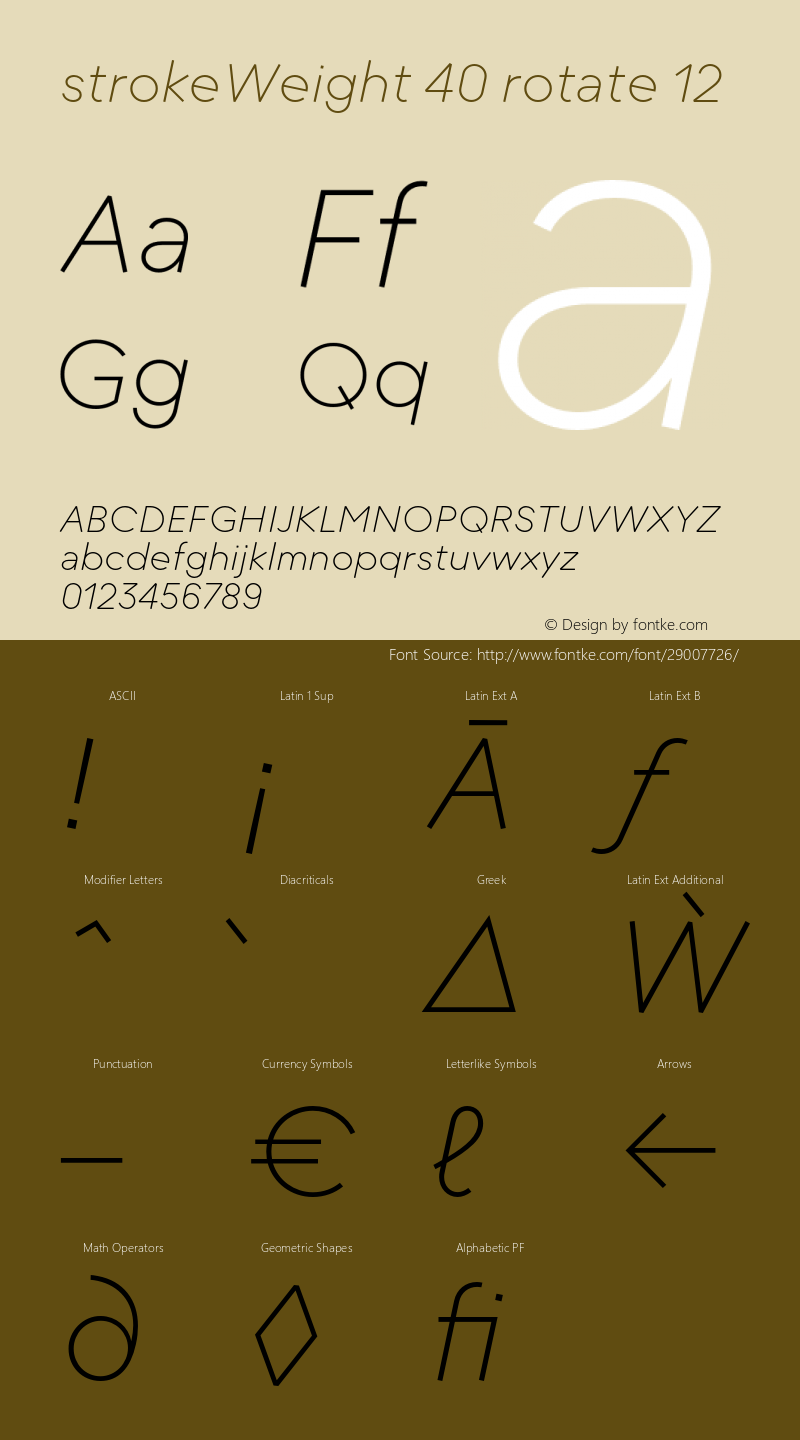 strokeWeight-040rotateR12 Version 1.007 Font Sample