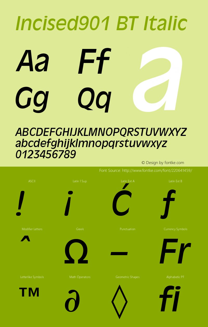 Incised901 BT Italic Version 1.01 emb4-OT图片样张