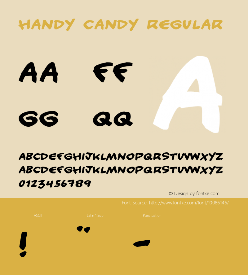 Handy candy Regular www.pizzadude.dk - Embedding allowed Font Sample