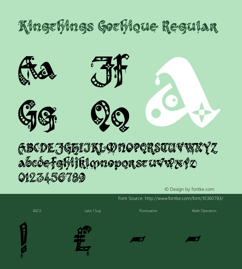 Kingthings Gothique Regular Version 3.0, March 2003 Font Sample