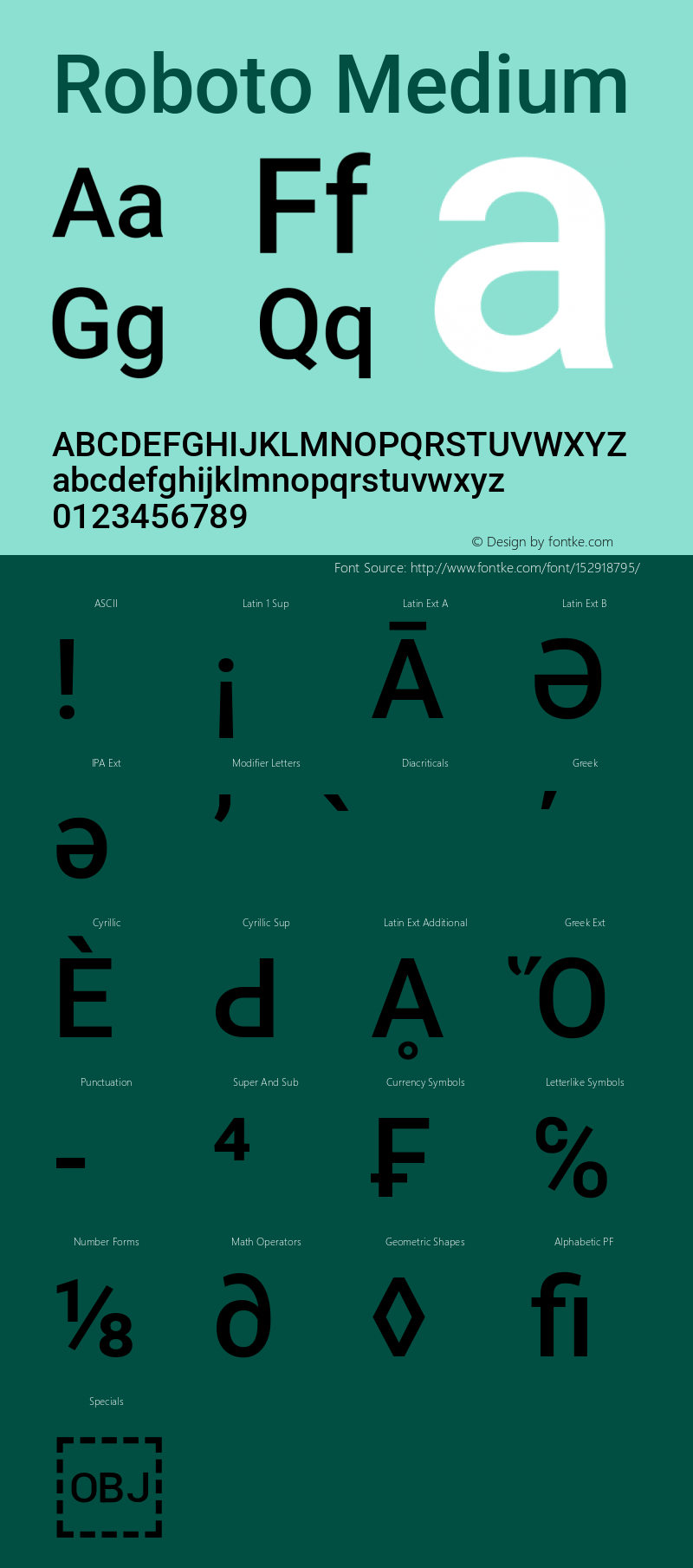 Roboto Medium Version 3.001007080078125; 2020 Font Sample