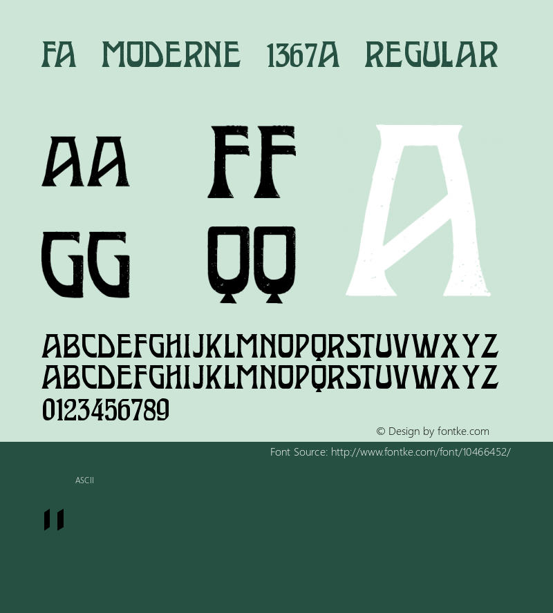 FA Moderne 1367a Regular Version 1.00 June 30, 2011, initial release Font Sample