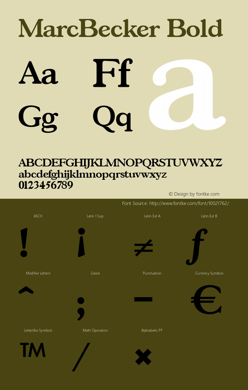 MarcBecker Bold 001.000 Font Sample