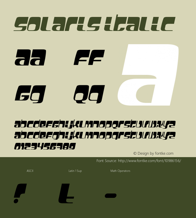 Solaris Italic Version 001.000 Font Sample