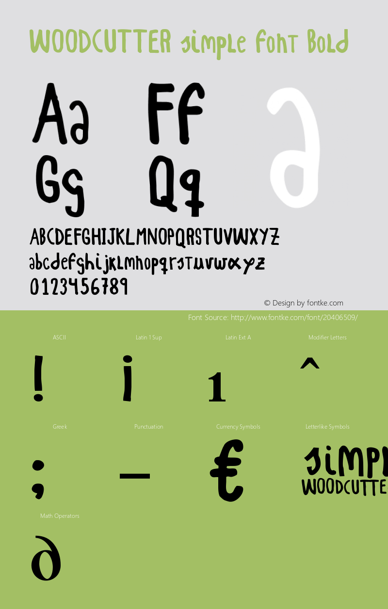 WOODCUTTER simple font Bold Version 1.00 February 25, 2014, initial release Font Sample