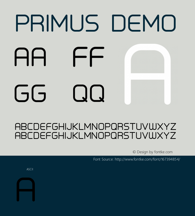 PrimusDEMO Version 1.001 Font Sample