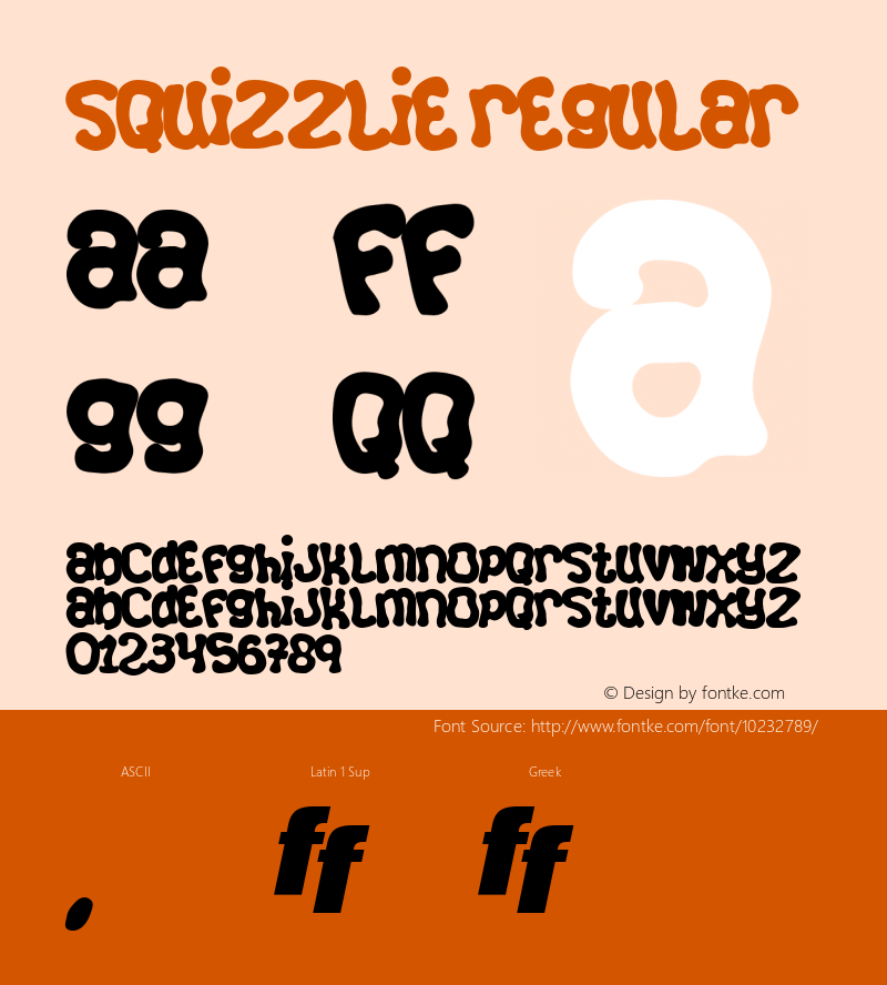 Squizzlie Regular Macromedia Fontographer 4.1 1997-06-16 Font Sample