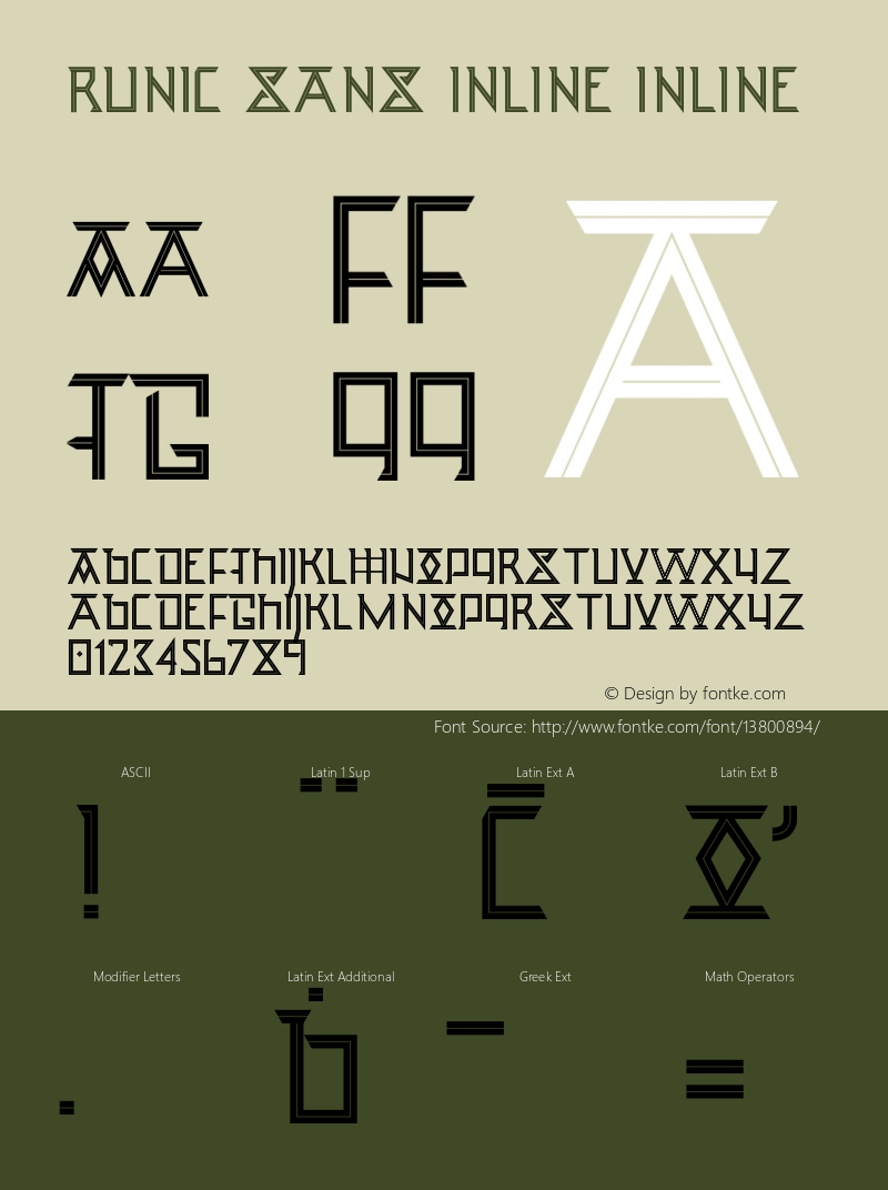 Runic Sans Inline Inline Version 001.000  Font Sample