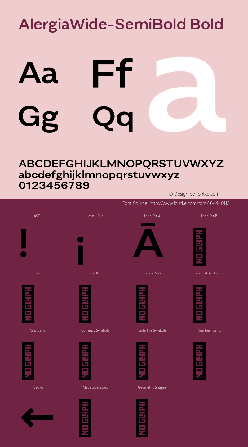 AlergiaWide-SemiBold Bold Version 1.0 Font Sample