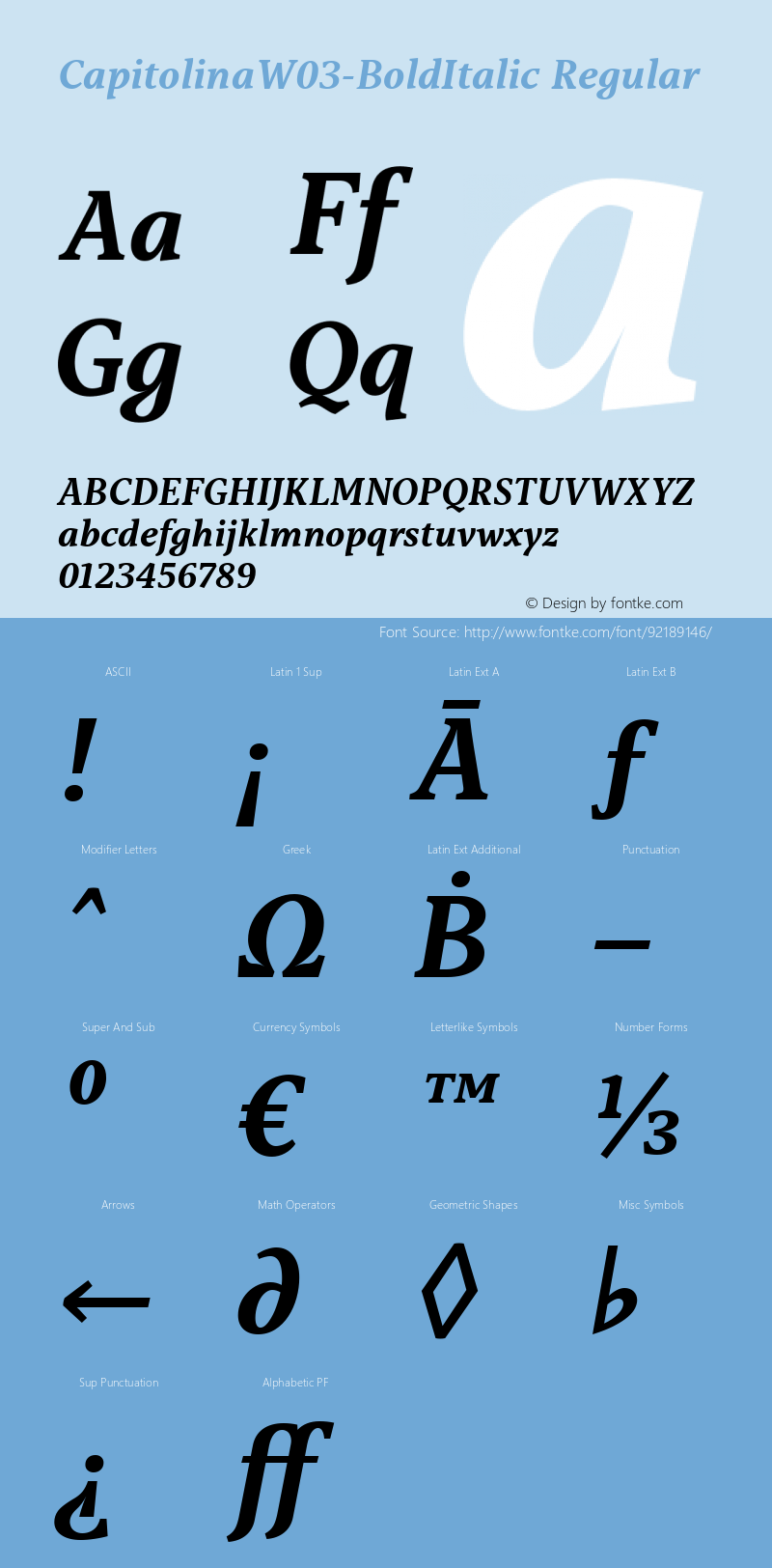 Capitolina W03 Bold Italic Version 1.00 Font Sample