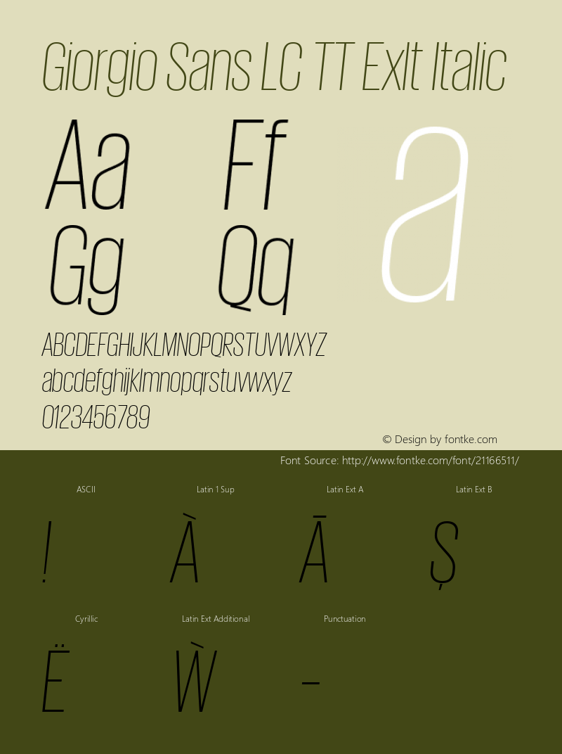 GiorgioSansLCTTExlt Version 1.0 Font Sample