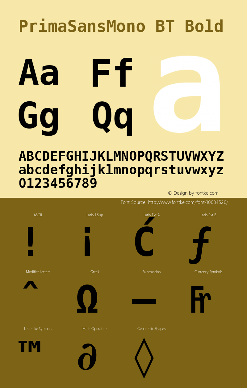 PrimaSansMono BT Bold Release 1.51 Font Sample