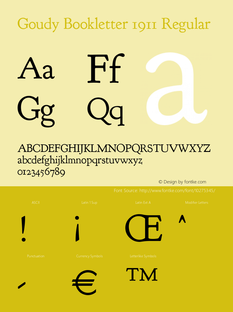 Goudy Bookletter 1911 Regular Version 2008.02.06 Font Sample