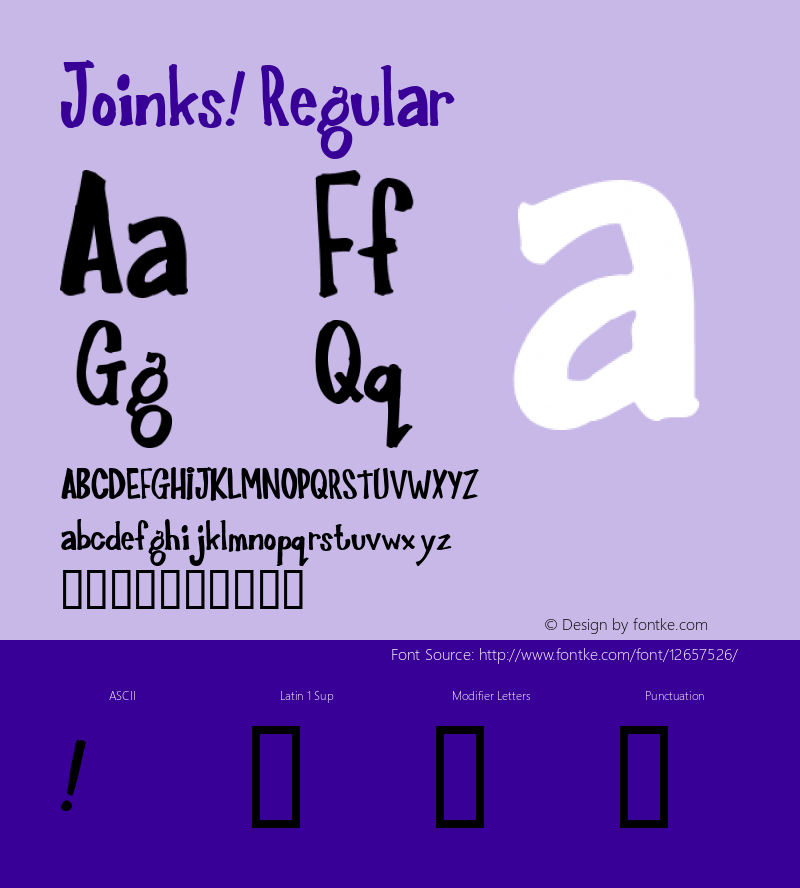 Joinks! Regular Macromedia Fontographer 4.1.2 8/11/98 Font Sample