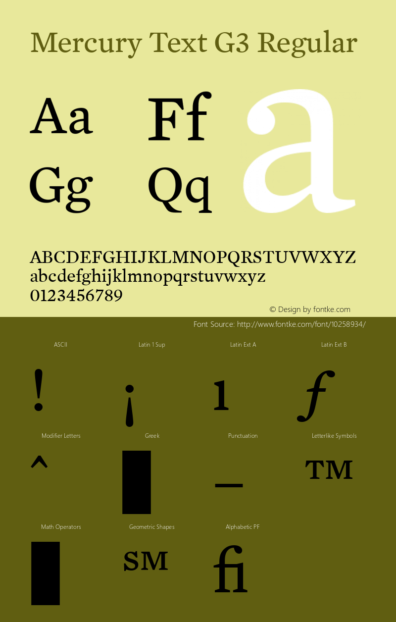 Mercury Text G3 Regular 001.000 Font Sample