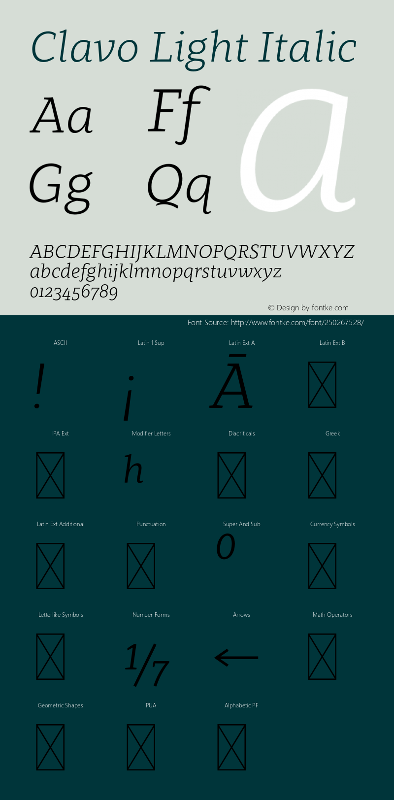 Clavo Light Italic Version 1.006;PS 001.006;hotconv 1.0.70;makeotf.lib2.5.58329图片样张