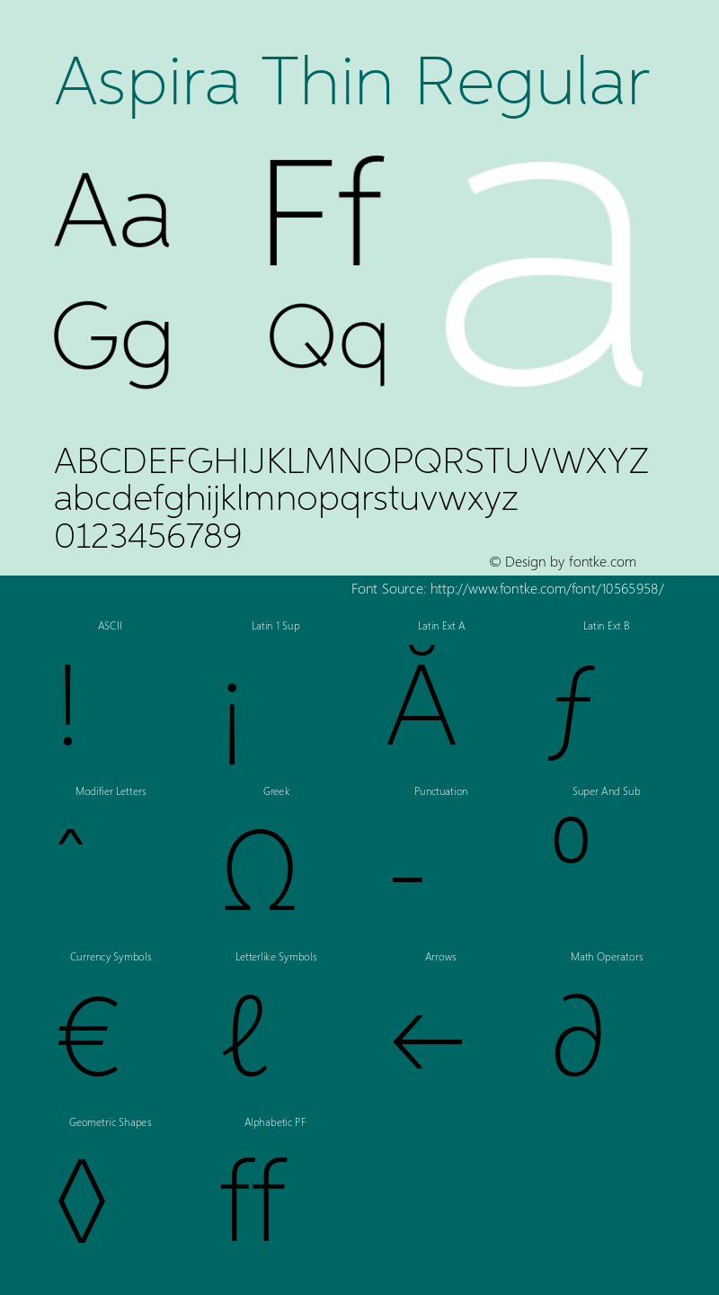 Aspira Thin Regular Version 1.05          UltraPrecision Font Font Sample