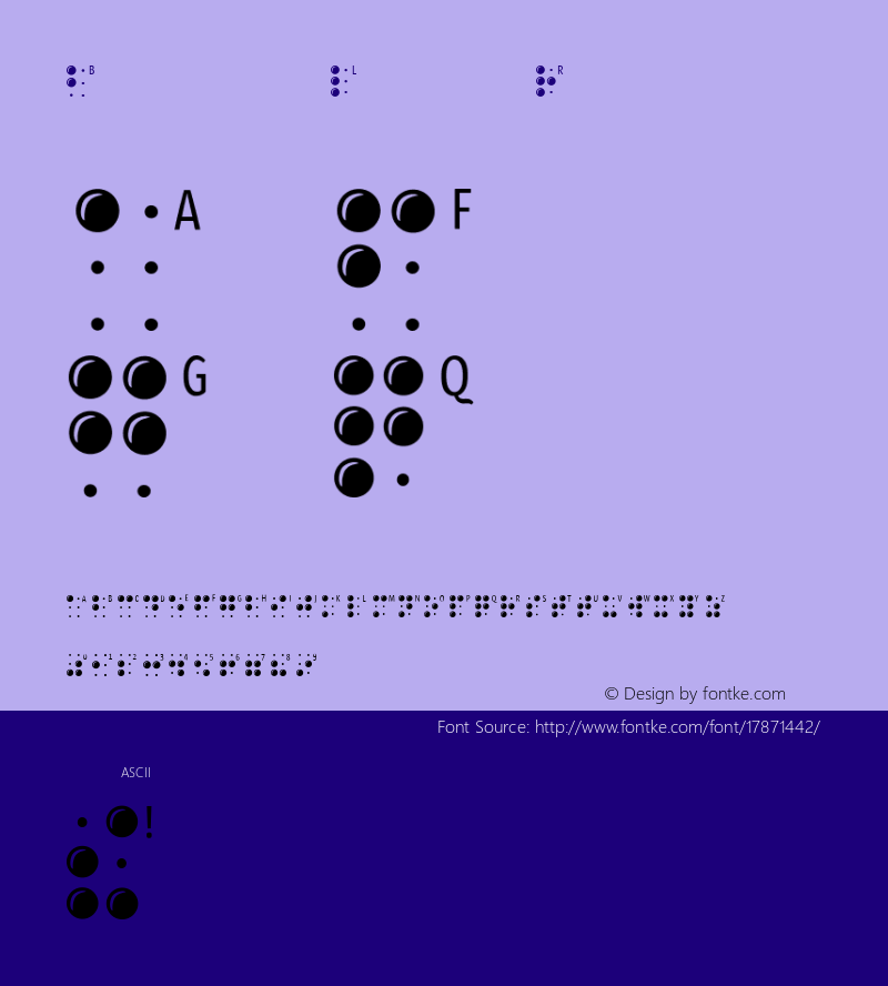 BrailleLatin Regular 1.0  2002-01-20 Font Sample