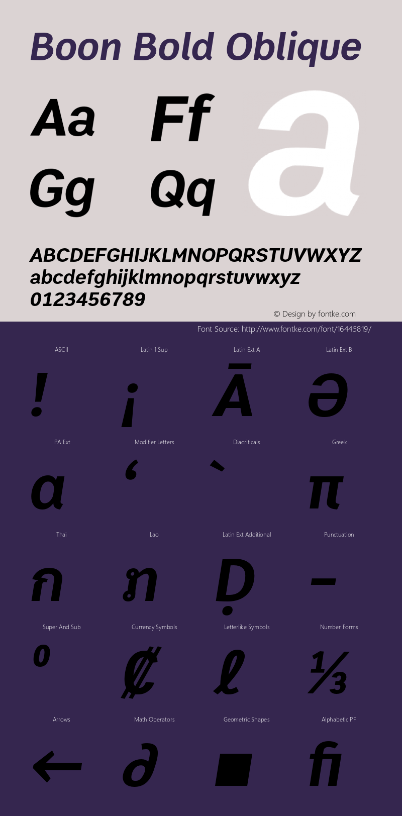 Boon Bold Oblique Version 2.0 Font Sample