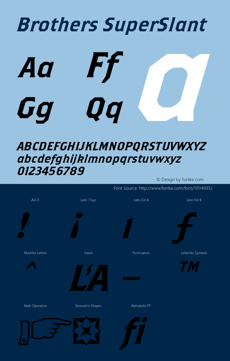 Brothers SuperSlant Version 001.000 Font Sample