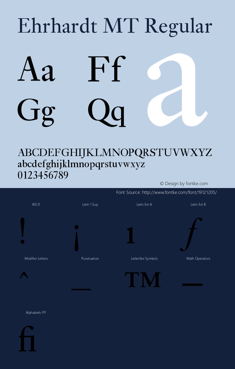 Ehrhardt MT Version 001.003 Font Sample