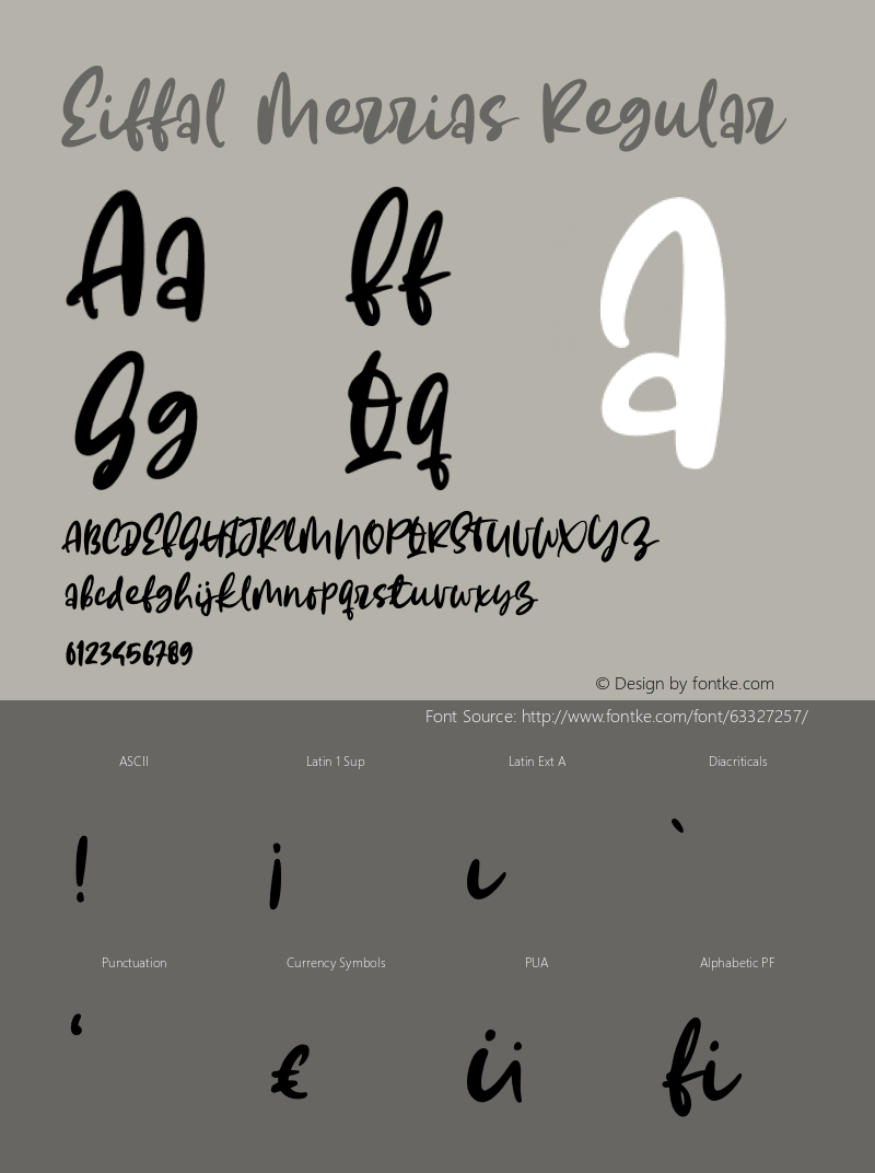 Eiffal Merrias Version 1.00;May 16, 2020;FontCreator 12.0.0.2567 64-bit Font Sample