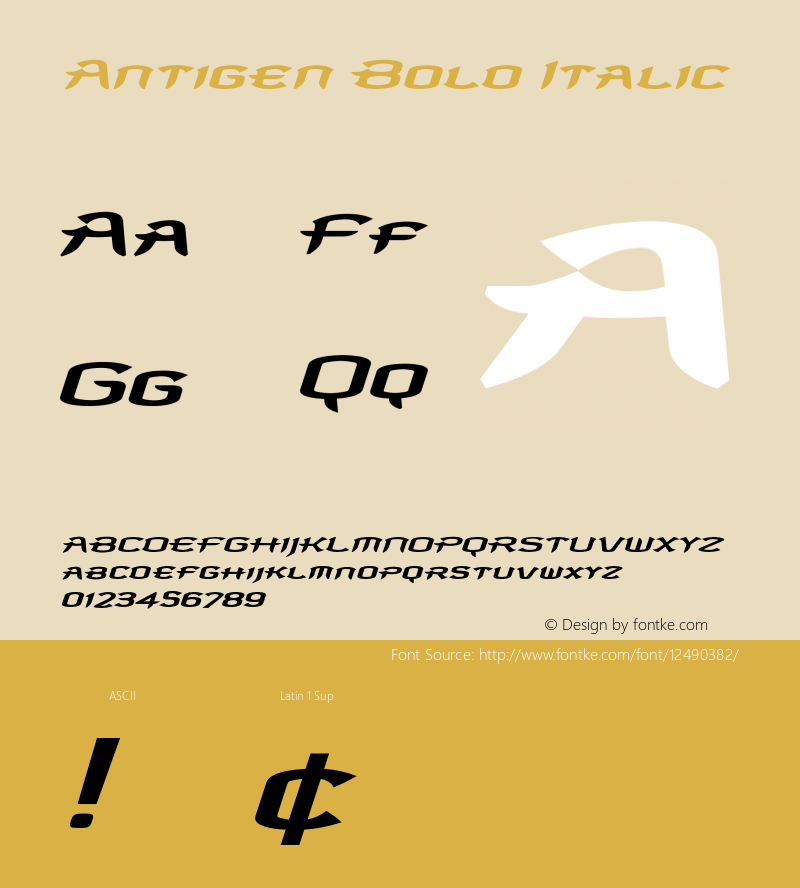 Antigen Bold Italic Version 1.100;PS 001.001;hotconv 1.0.38 Font Sample