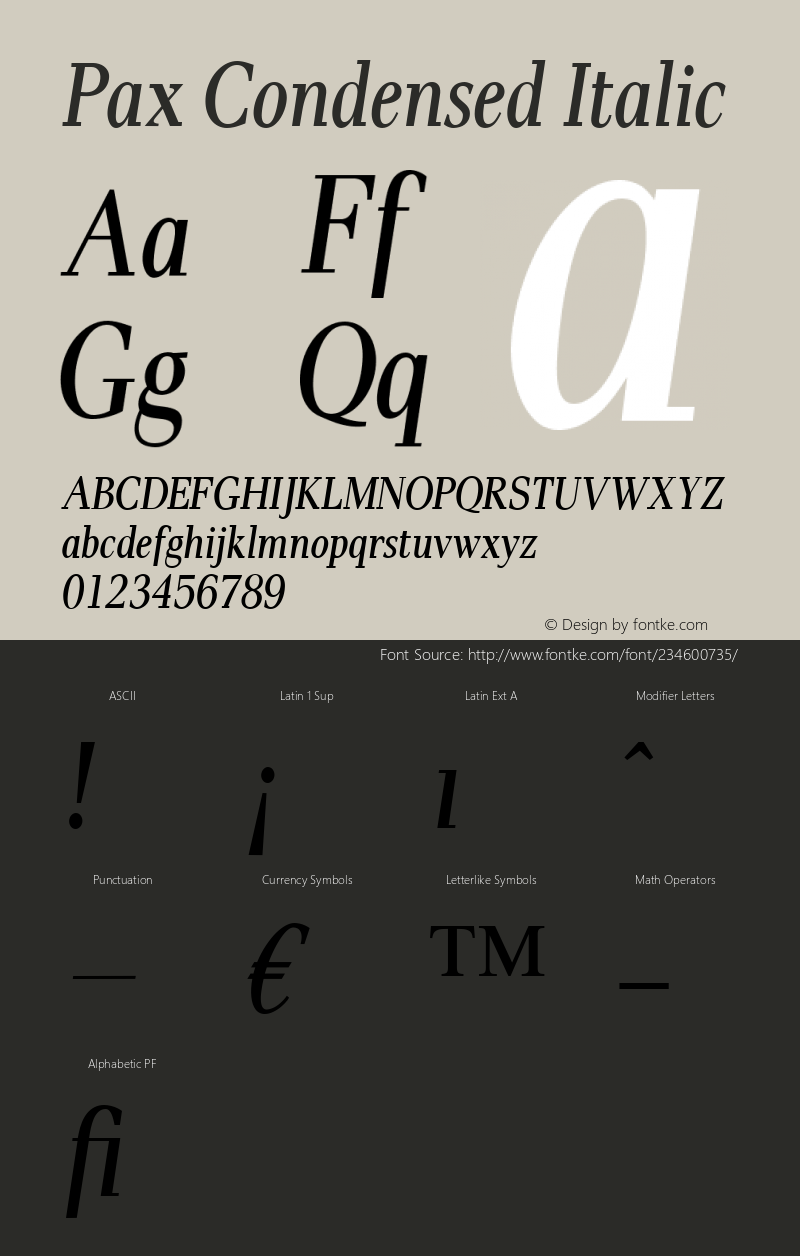 Pax Condensed Italic Version 1.00图片样张