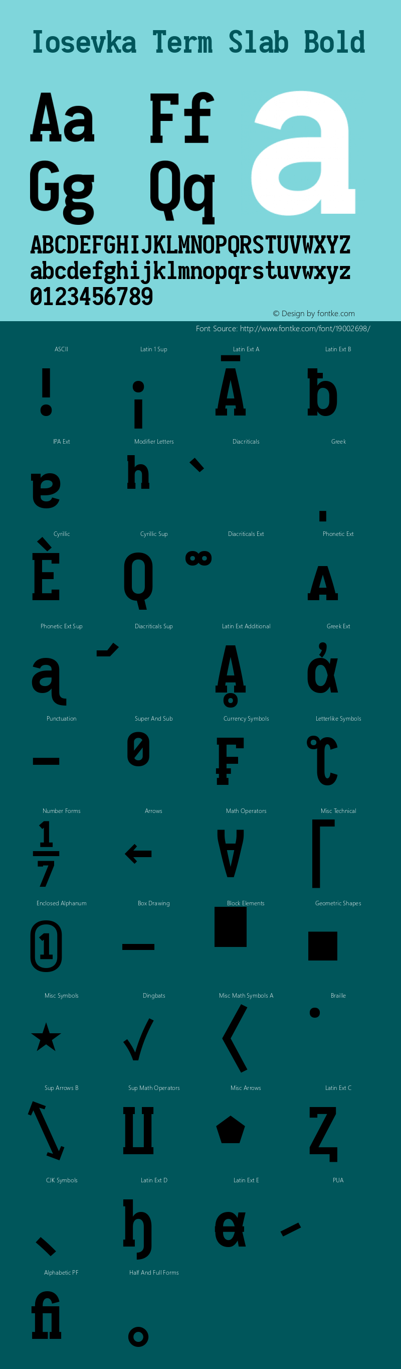 Iosevka Term Slab Bold 1.11.5; ttfautohint (v1.6) Font Sample