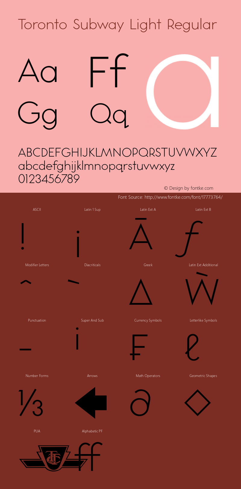 Toronto Subway Light Regular Version 1.0 Font Sample