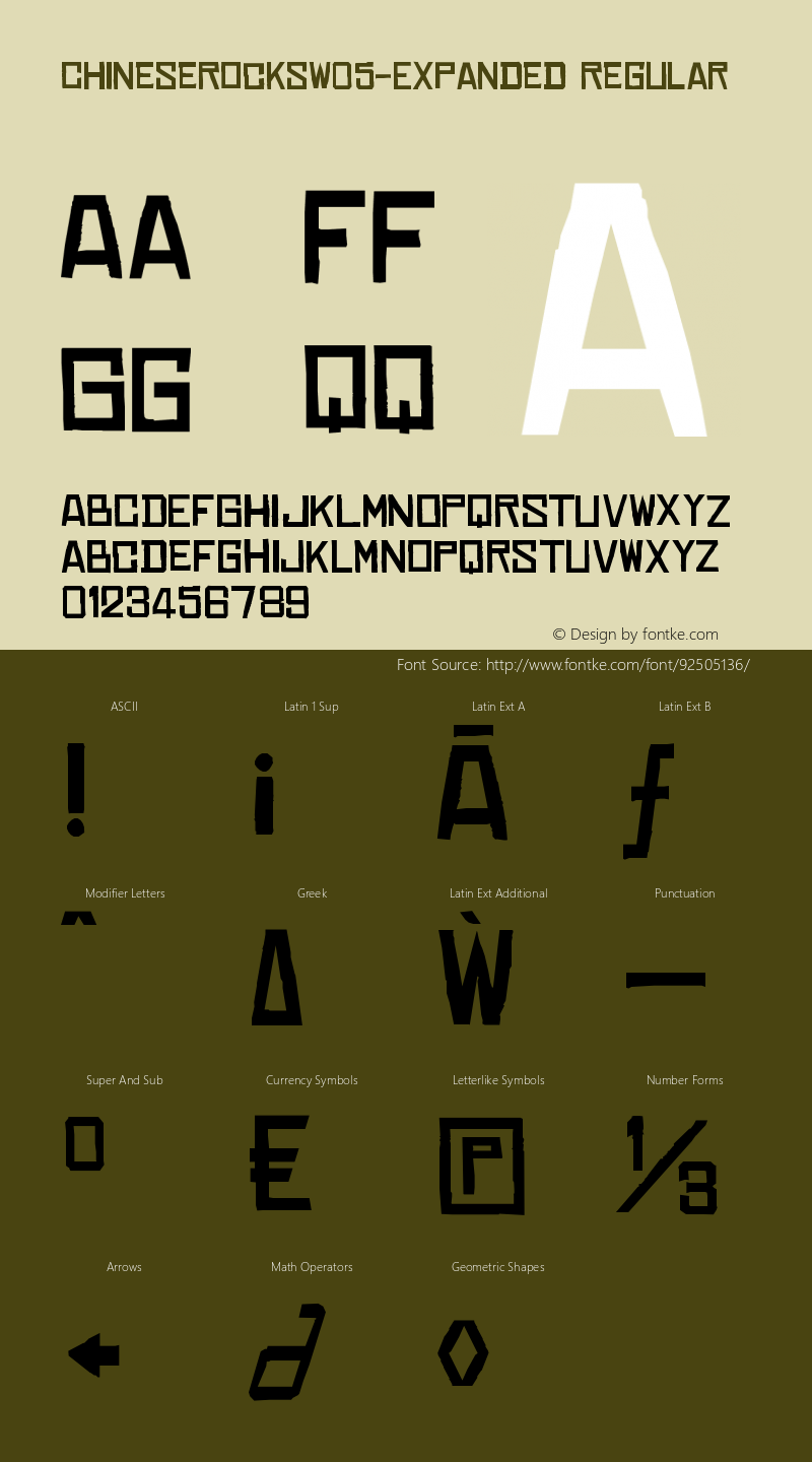 Chinese Rocks W05 Expanded Version 3.20 Font Sample