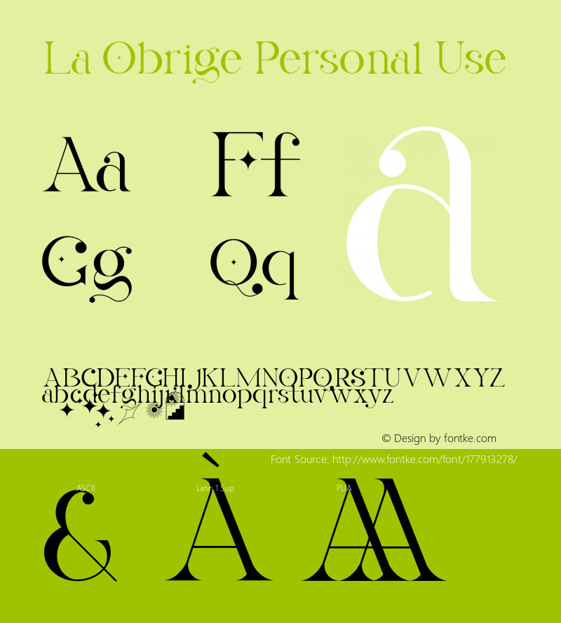 LaObrige-PersonalUse Version 1.00;February 17, 2021;FontCreator 12.0.0.2525 64-bit图片样张