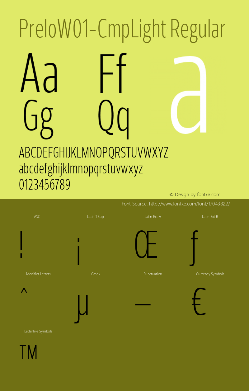 PreloW01-CmpLight Regular Version 1.00 Font Sample