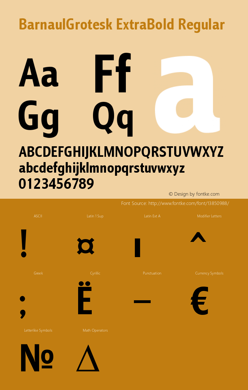 BarnaulGrotesk ExtraBold Regular Version 1.000 2007 initial release Font Sample