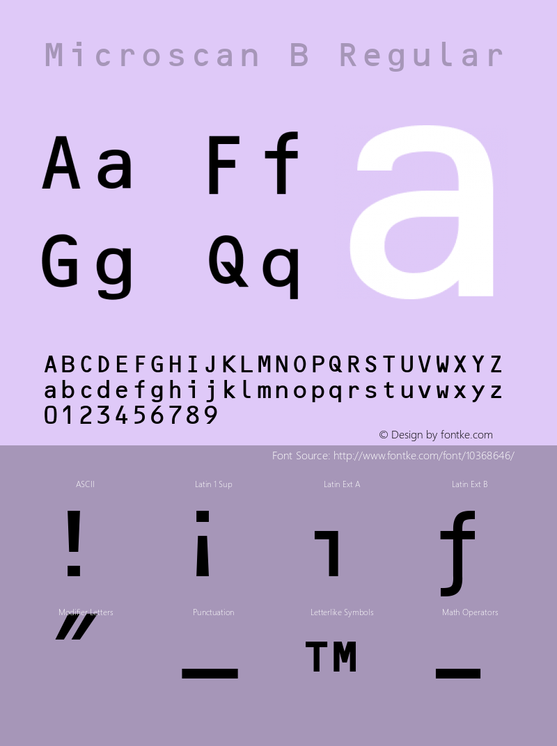 Microscan B Regular Rev. 002.001 Font Sample