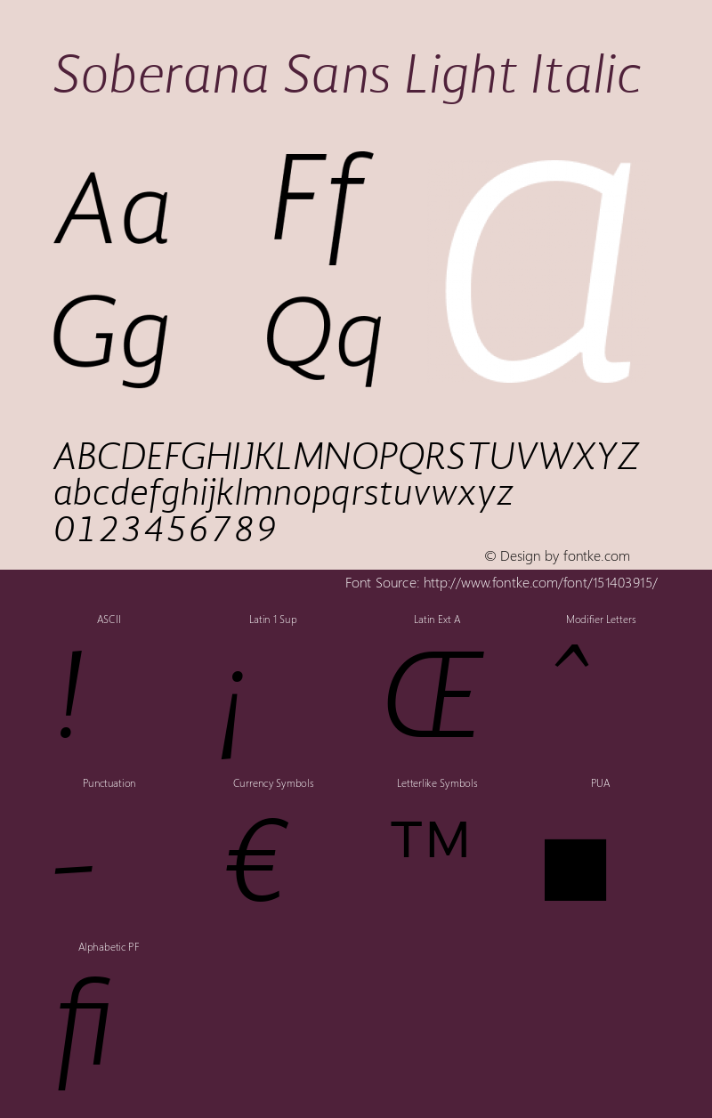 Soberana Sans Light Italic Version 1.000 Font Sample